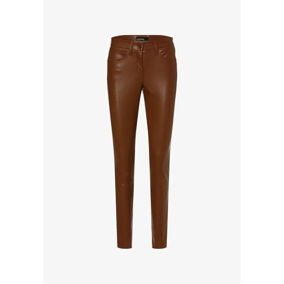 Cambio Women's Size 40 US10 Camel Brown Ray Pants Slim Faux 5 Pckt Trousers $430 - Picture 1 of 9
